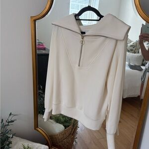 Varley Cream Zip-Up Top